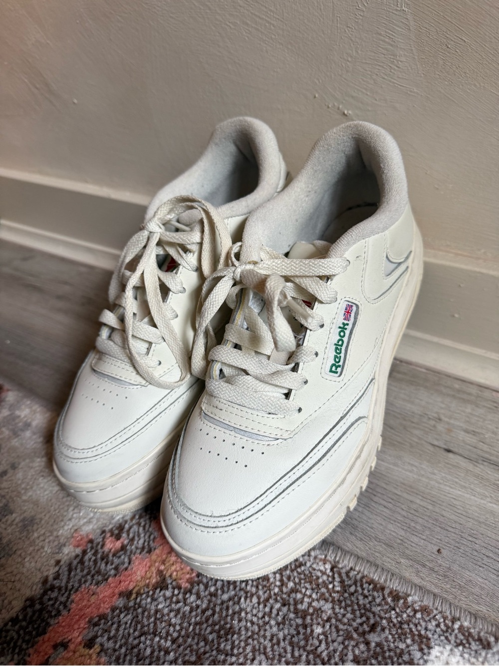 Reebok Barbie Club Cream Leather Platform Sneakers
